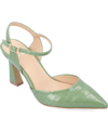 Journee Collection Womens Nixey Croco Texture Buckle Pointed Toe Pumps In Green