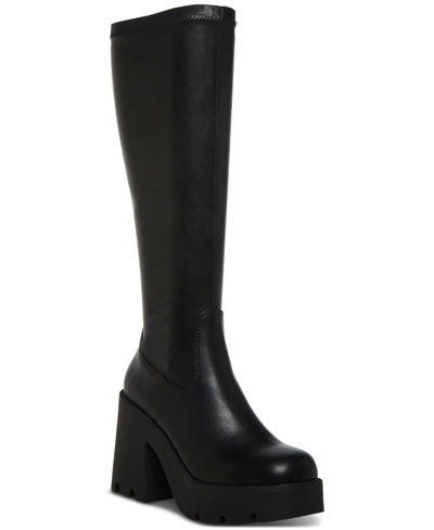 Madden Girl Women's Theresa Stretch Lug-sole Boots In Black