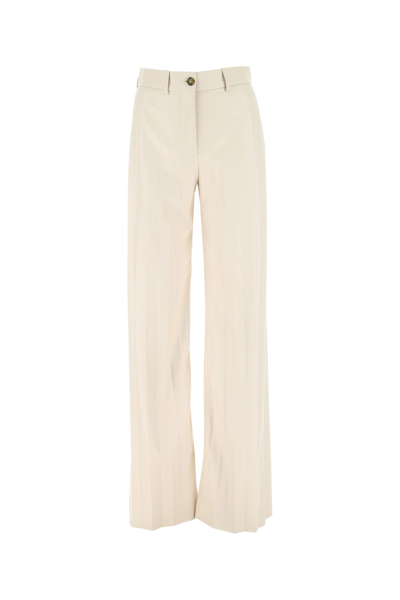 Msgm Wide Leg Leather Effect Trousers Light Beige In Cream