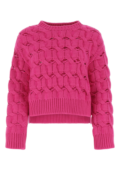 Valentino Crochet Wool-mohair Blend Jumper In Pink