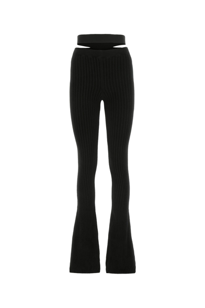 Andrea Adamo Ribbed Knit Slim Trousers In Black