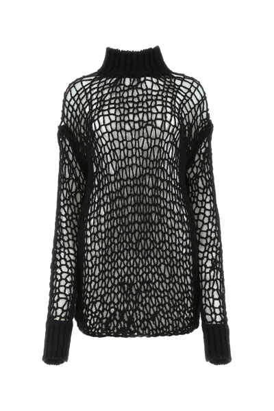 Ann Demeulemeester Open-knit High-neck Sweater In Black
