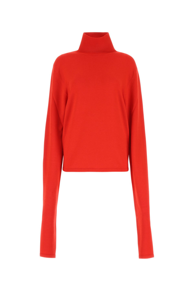 The Row Carlus Elongated-sleeve Turtleneck Sweater In Red