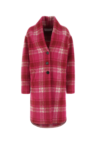Isabel Marant Étoile Gabriel Checked Flannel Coat In Pink