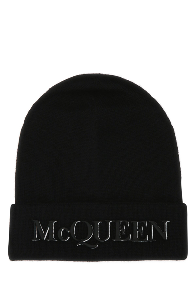ALEXANDER MCQUEEN ALEXANDER MCQUEEN BLACK CASHMERE BEANIE HAT