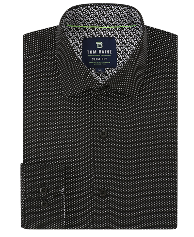 Tom Baine Slim Fit Dot Long Sleeve Button-up Dress Shirt In Black Circles