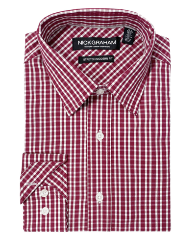 Nick Graham Men's Modern Fit Graph Plaid Dress Shirt In Red