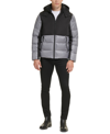 Kenneth Cole Men's Colorblock Mixed-media Puffer Jacket In Gunmetal