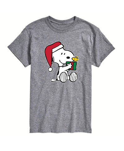 Airwaves Men's Peanuts Christmas Present Short Sleeve T-shirt In Gray