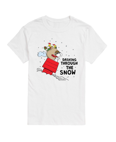 Airwaves Men's Peanuts Dashing Through Snow Short Sleeve T-shirt In White