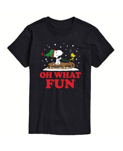 Airwaves Men's Peanuts Oh What Fun Short Sleeve T-shirt In Black