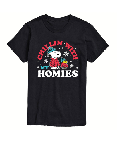 Airwaves Men's Peanuts Chilling With Homies Short Sleeve T-shirt In Black