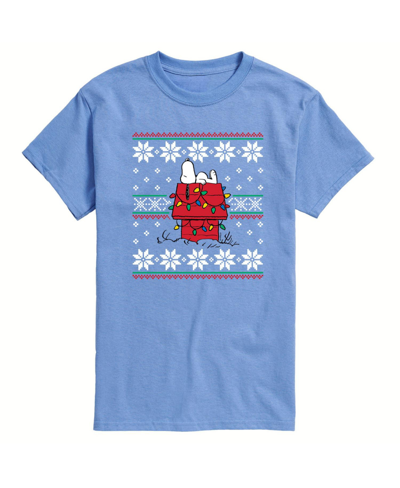 Airwaves Men's Peanuts Christmas Sweater Style Short Sleeve T-shirt In Blue