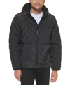 Kenneth Cole Men's Faux Shearling Hooded Puffer Jacket In Black