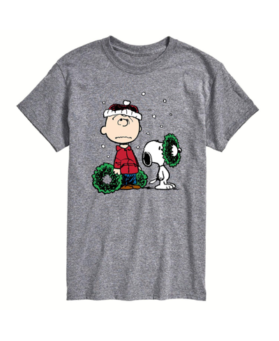 Airwaves Men's Peanuts Christmas Short Sleeve T-shirt In Gray