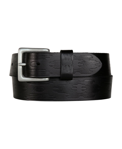 Lucky Brand Men's Aztec Embossed Leather Belt In Black