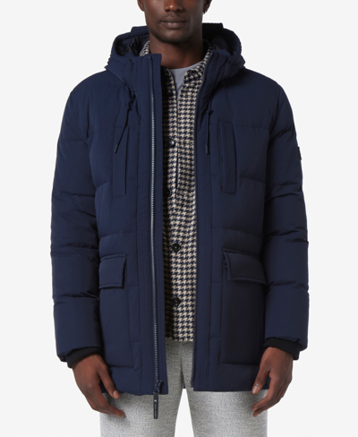 Marc New York Men's Silverton Crinkle Down Parka With Top Stitching In Navy