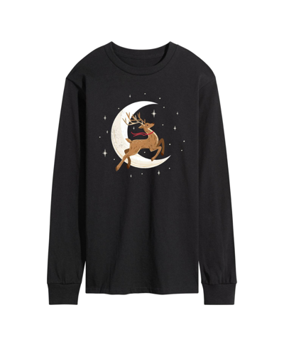 Airwaves Men's Reindeer Moon Long Sleeve T-shirt In Black