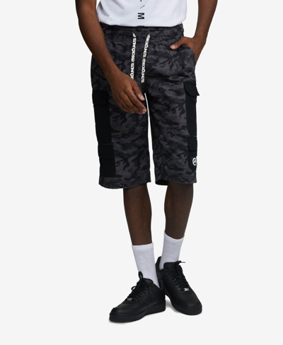 Ecko Unltd Men's Big And Tall Contrast Cargo Shorts In Black