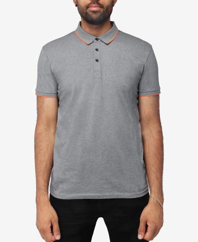 X-ray Men's Basic Comfort Tipped Polo Shirt In Heather Charcoal