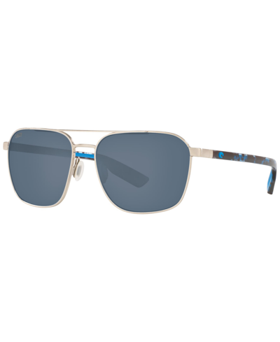 Costa Del Mar Men's Wader 58 Polarized Sunglasses, Wdr 293 Ogp In Brushed Silver-tone