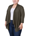 Ny Collection Plus Size Draped Open-front Cardigan Sweater In Grape Leaf