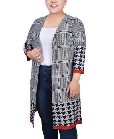 Ny Collection Plus Size 3/4 Sleeve Knit Cardigan In Sawyer
