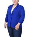 NY COLLECTION PLUS SIZE 3/4 SLEEVE SCUBA CREPE BLAZER