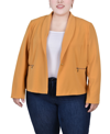 Ny Collection Petite Cropped Long Sleeve Crepe Jacket In Tinsel