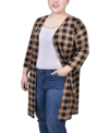 NY COLLECTION PLUS SIZE 3/4 SLEEVE KNIT CARDIGAN