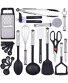 Zulay Kitchen Nylon Kitchen Utensils Stainless Steel Cooking Utensils - 23 Piece In Black