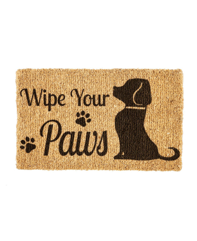 Evergreen Wipe Your Paws Dog Woven Indoor Outdoor Natural Coir Doormat 30 X 18" Multicolored