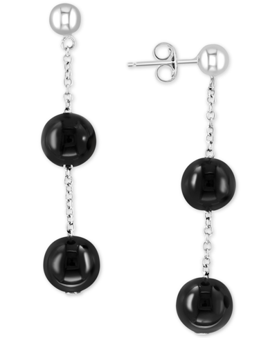 Effy Collection Effy Onyx Bead Chain Drop Earrings In Sterling Silver