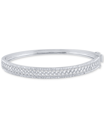 Macy's Diamond Round & Baguette Bangle Bracelet (1 Ct. T.w.) In 14k White Gold