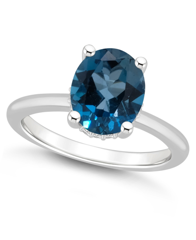 Macy's Women's London Blue Topaz (3-3/5 Ct.t.w.) And Diamond Accent Ring In Sterling Silver