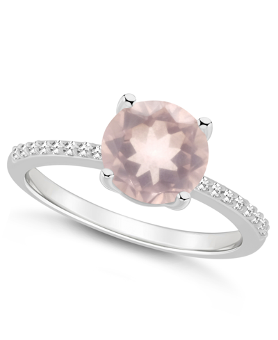 Macy's Women's Rose Quartz (1-3/4 Ct.t.w.) And Diamond (1/10 Ct.t.w.) Ring In Sterling Silver