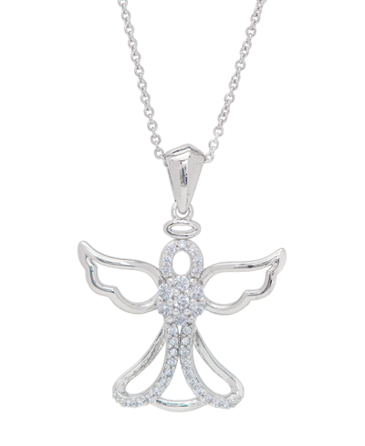 Macy's Women's Fine Silver Plated Cubic Zirconia Angel Pendant Necklace