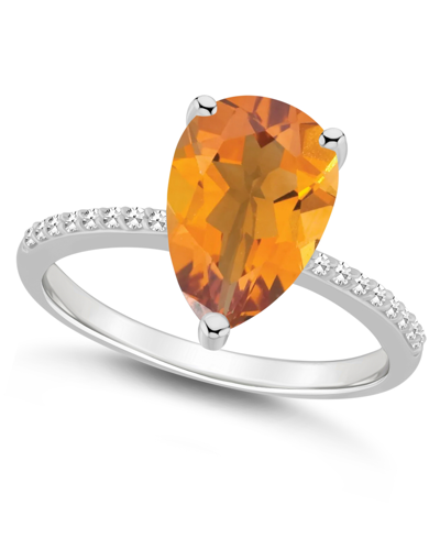 Macy's Women's Citrine (2-3/4 Ct.t.w.) And Diamond (1/10 Ct.t.w.) Ring In Sterling Silver