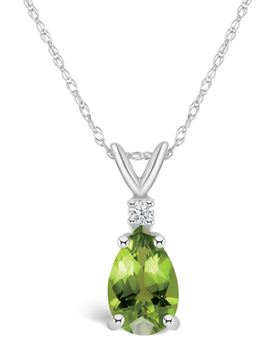 Macy's Peridot (1-1/3 Ct. T.w.) And Diamond Accent Pendant Necklace In 14k Yellow Gold Or 14k White Gold