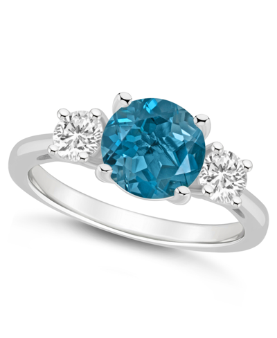 Macy's Women's London Blue Topaz (2-2/5 Ct.t.w.) And White Topaz (2/3 Ct.t.w.) 3-stone Ring In Sterling Sil