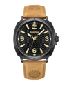 TIMBERLAND MEN'S BAILARD WHEAT GENUINE LEATHER STRAP WATCH, 44MM