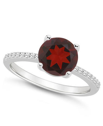 Macy's Women's Garnet (2-1/2 Ct.t.w.) And Diamond (1/10 Ct.t.w.) Ring In Sterling Silver