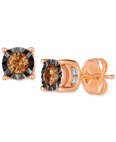 Le Vian Chocolate Diamond & Nude Diamond Stud Earrings (1/2 Ct. T.w) In 14k Rose Gold (also Available In Whi In K Strawberry Gold Earrings