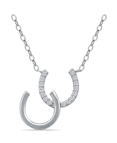 Giani Bernini Cubic Zirconia Pave Polish Double Horseshoe Necklace In Sterling Silver