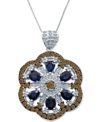 Le Vian Chocolatier Blueberry Sapphire (2-1/5 Ct. T.w.) & Diamond (1-5/8 Ct. T.w.) Openwork Flower 18" Penda In Sapphire