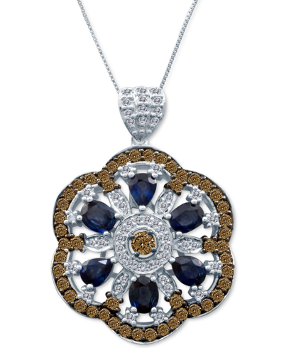 Le Vian Chocolatier Blueberry Sapphire (2-1/5 Ct. T.w.) & Diamond (1-5/8 Ct. T.w.) Openwork Flower 18" Penda