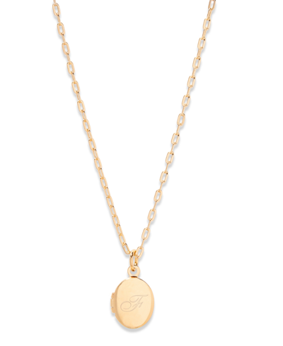 Brook & York Isla Initial Petite Oval Locket Necklace In K Gold Plated- F
