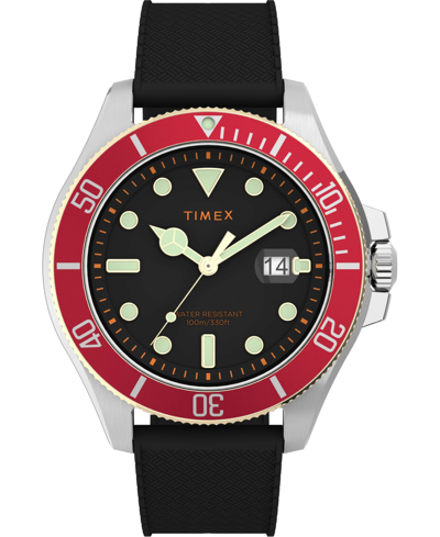 Timex Men's Harborside Coast Black Silicone Watch 43mm