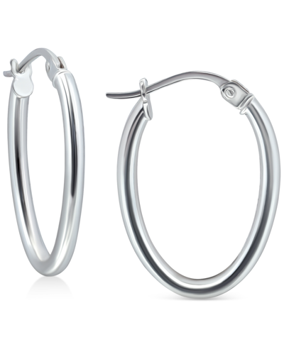 Giani Bernini Polished Oval Small Hoop Earrings, 15mm, Created For Macy's In Sterling Silver