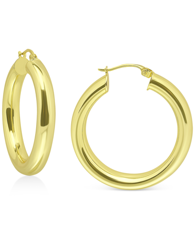 Giani Bernini Medium Tube Hoop Earrings In Sterling Silver, 1.1", Created For Macy's In Gold Over Silver